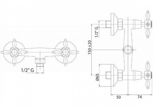 Смеситель для душа, бронза Cezares NOSTALGIA-DS-02